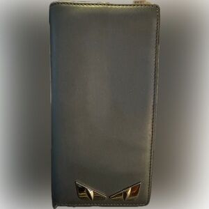 FENDI monster authentic long wallet; Excellent condition grayish/blue. Rare
